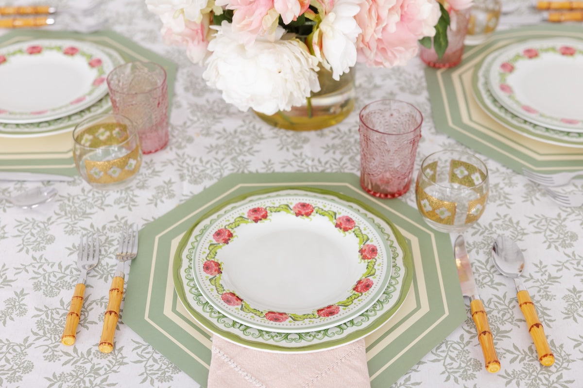 Verdant Peonies 11” Melamine Dinner Plates, Set of 4