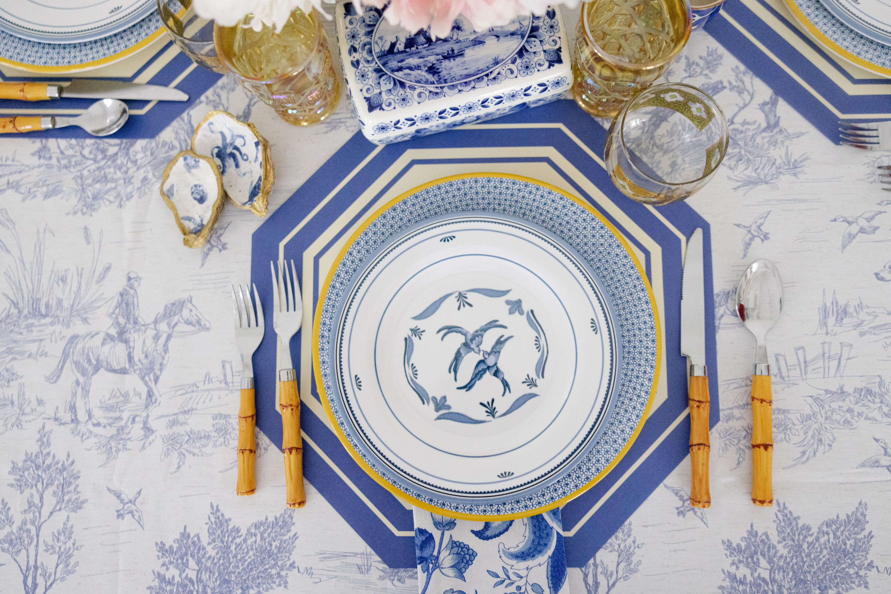 Dutch Blue 11” Melamine Dinner Plates, Set of 4