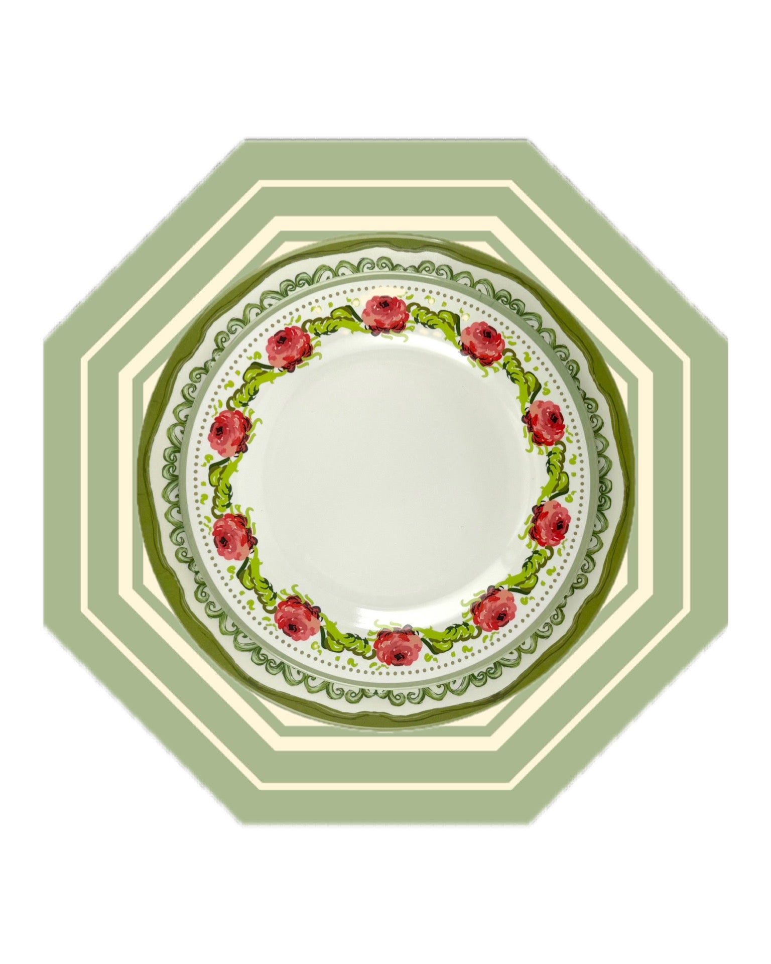 Verdant Peonies 11” Melamine Dinner Plates, Set of 4