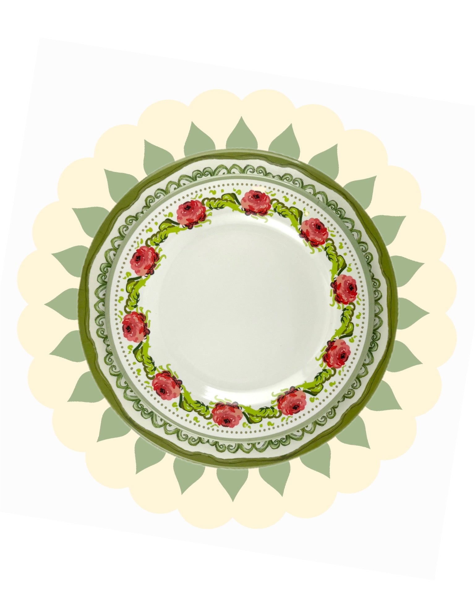 Heritage Scallop Placemat - Sage Green