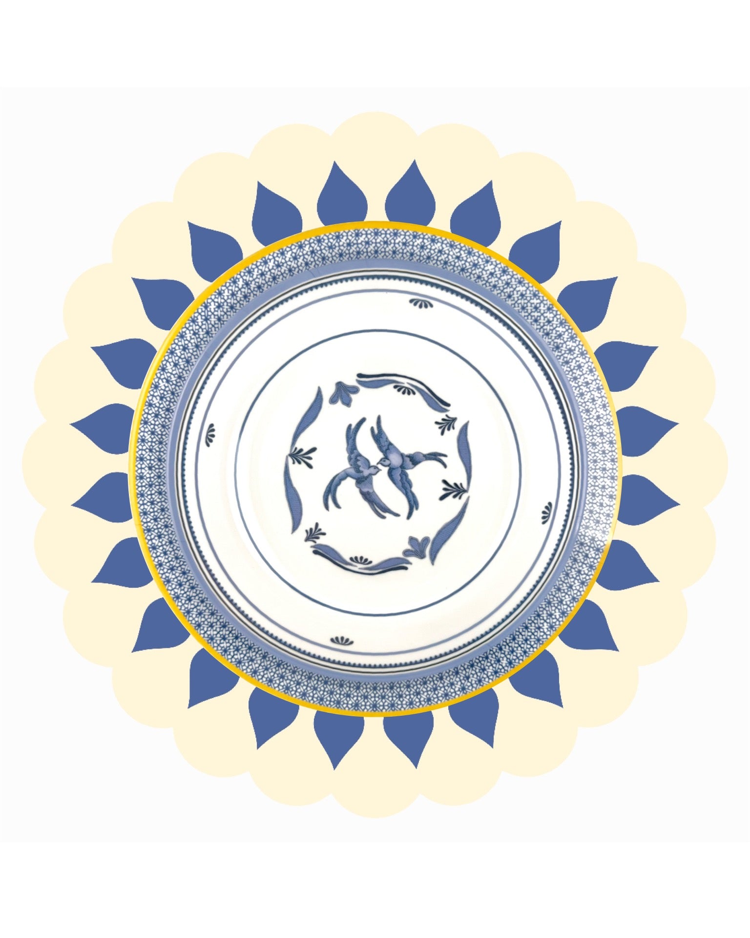 Heritage Scallop Placemat - Cornflower Blue