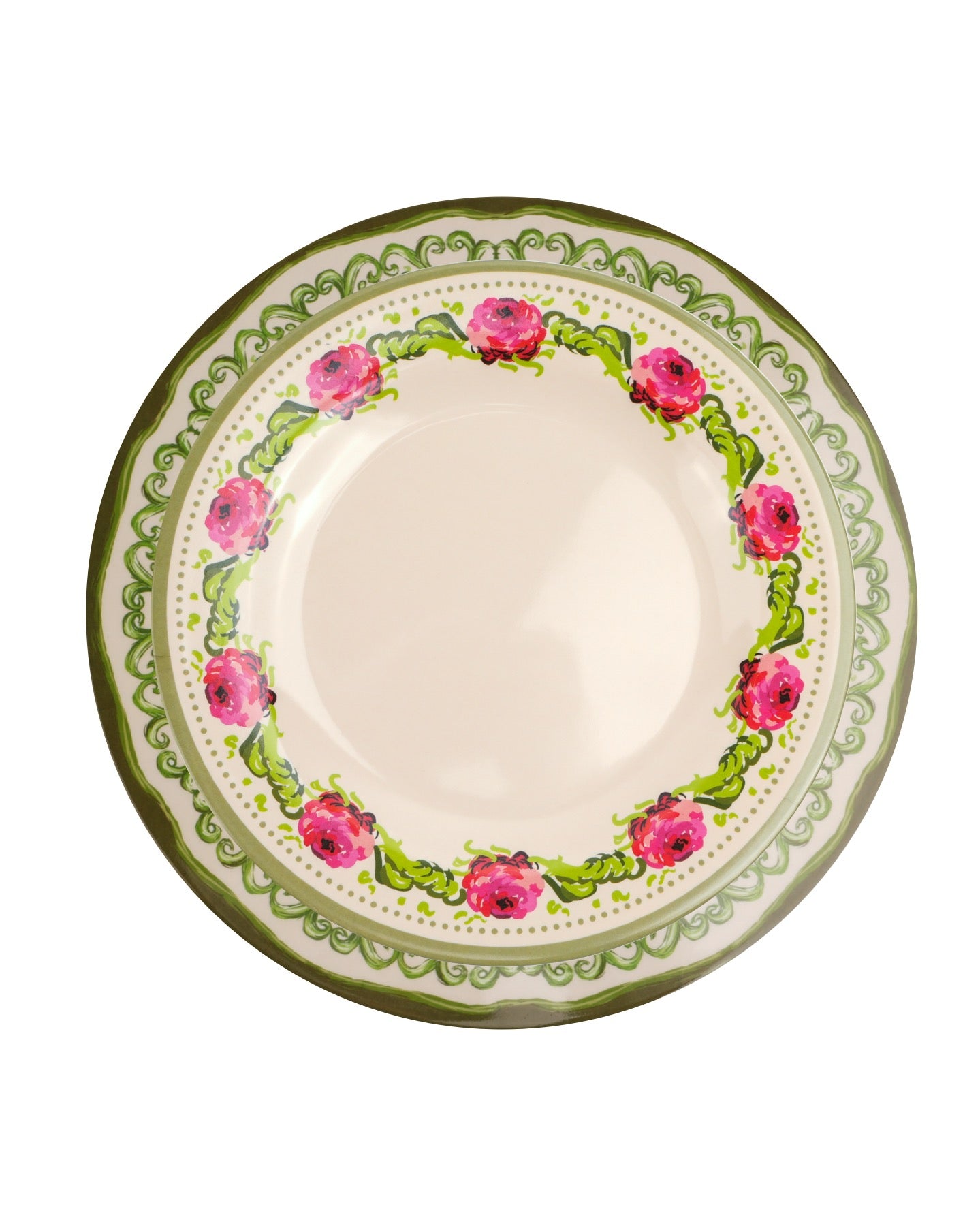 Verdant Peonies 11” Melamine Dinner Plates, Set of 4