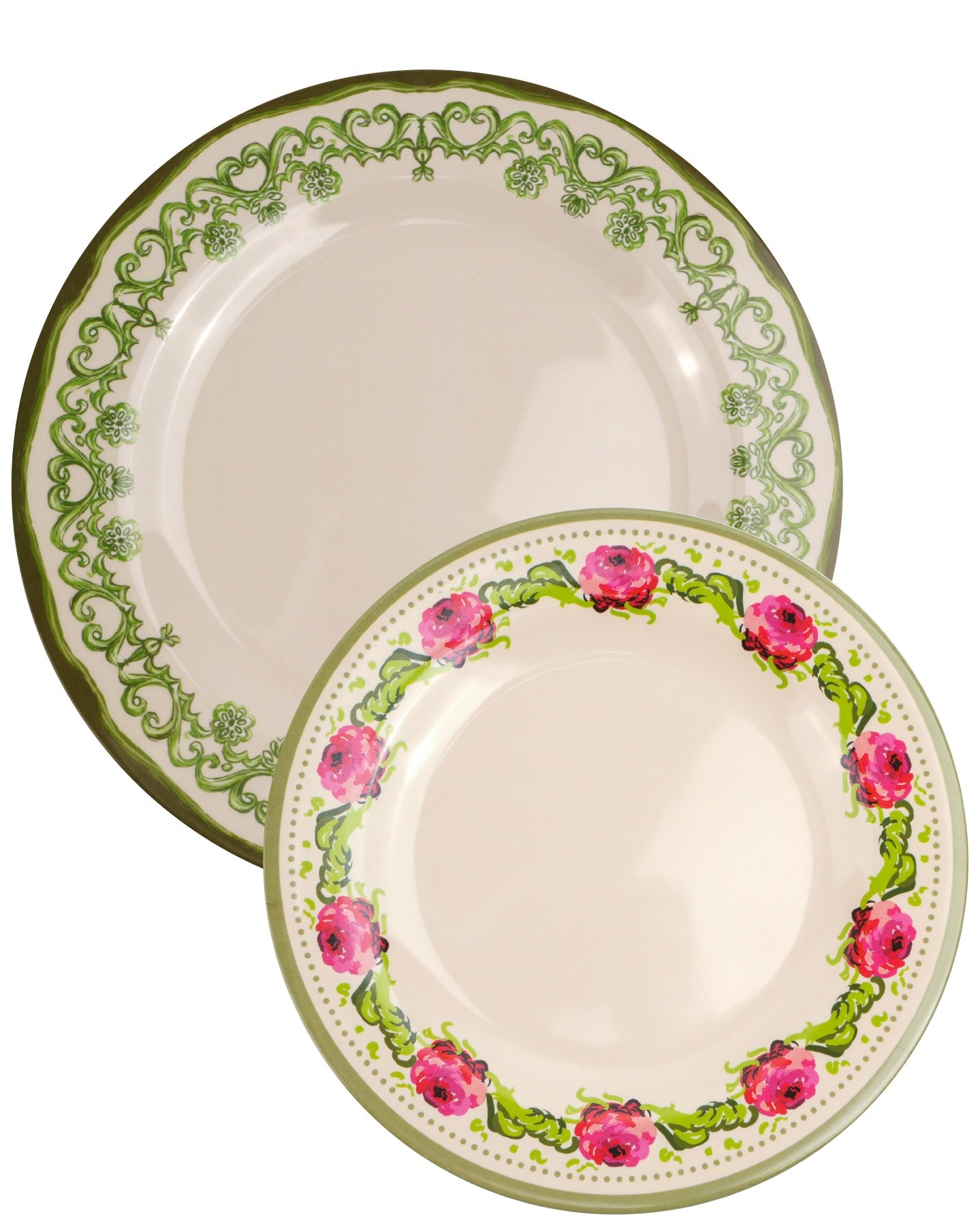 Verdant Peonies 11” Melamine Dinner Plates, Set of 4